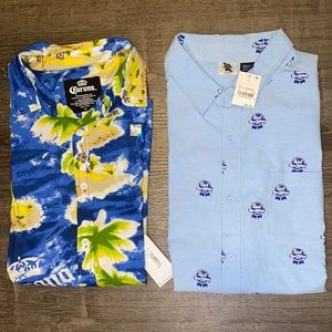 Corona & Pabst Blue Ribbon - Mens Button Up Short Sleeves Bundle Set NWT